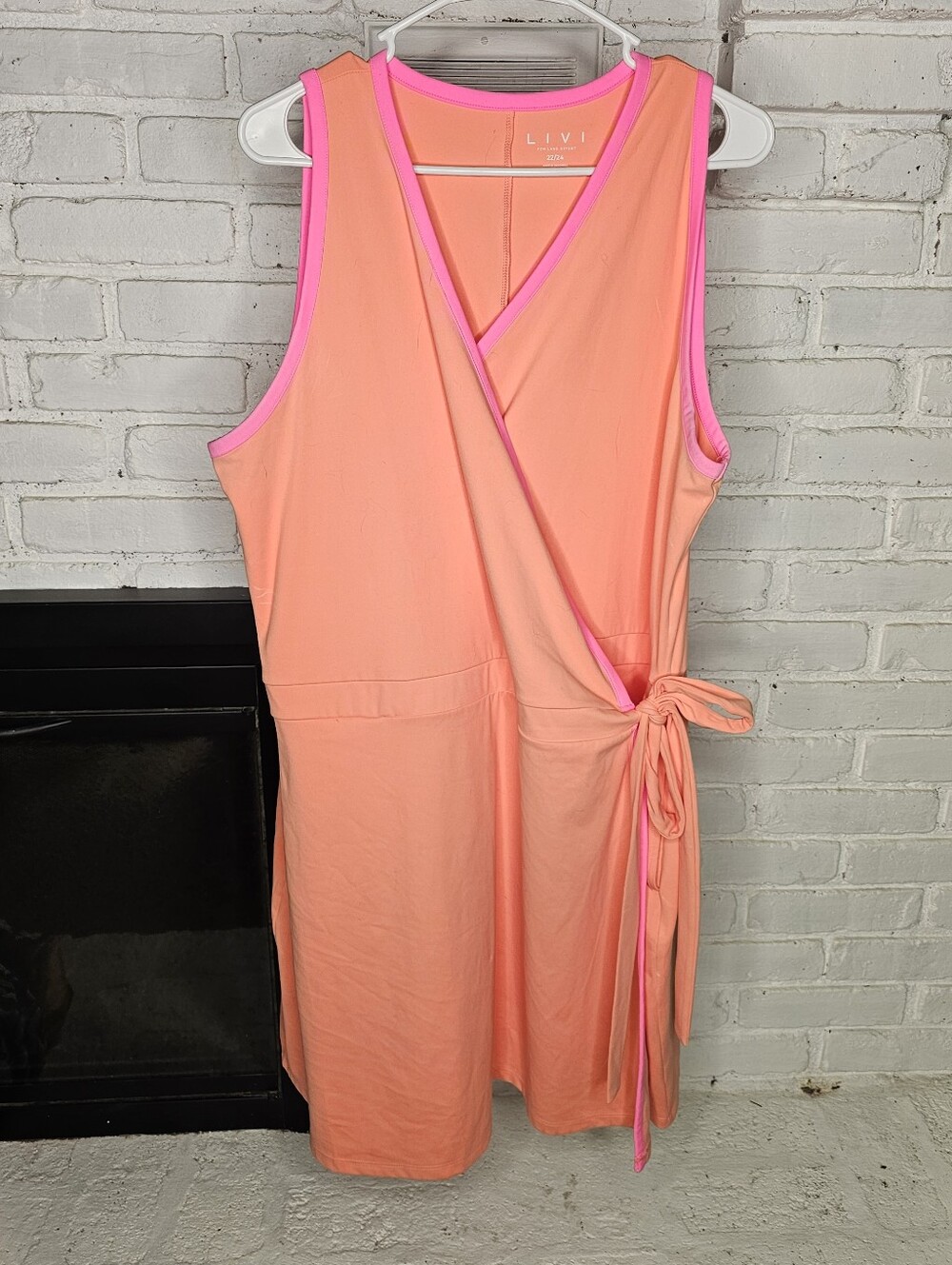 22/24 Coral Wrap Dress with Pink Trim